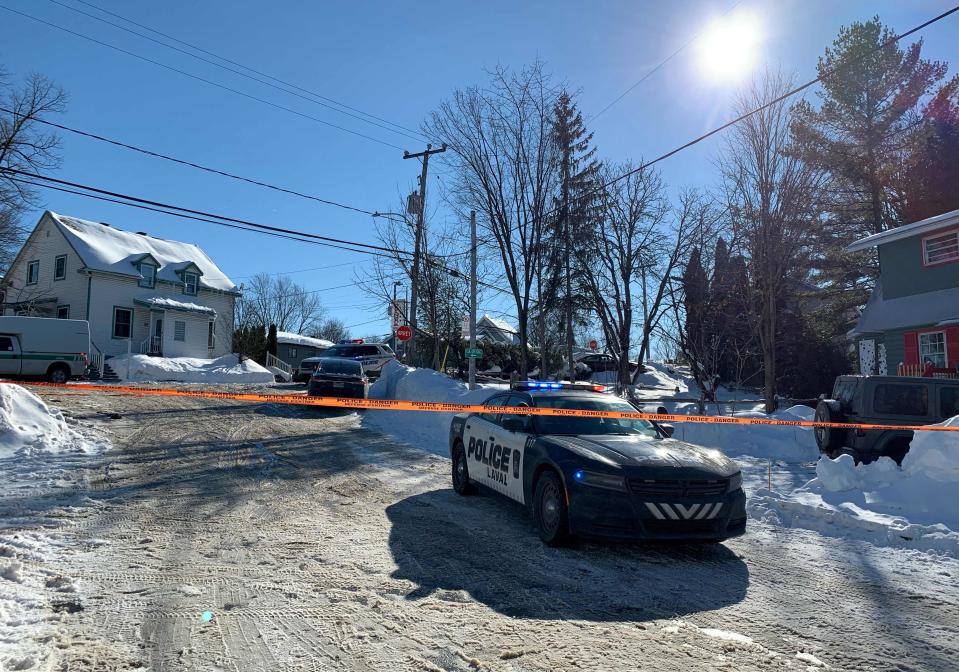 Laval, Canada, Police secure the scene where a city bus crashed into a day care center on February 8, 2023 (AFP via Getty Images)