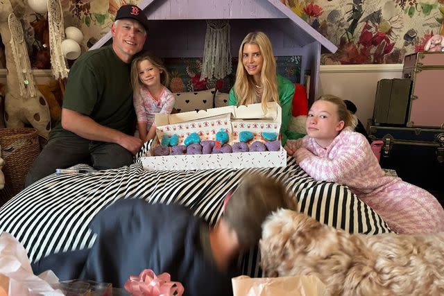 <p>Jessica Simpson/Instagram</p> Jessica Simpson poses with daughter's Birdie and Maxwell and husband Eric Johnson