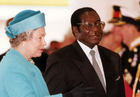 The Queen and Robert Mugabe during an official meeting in 1994 (Picture: REX)