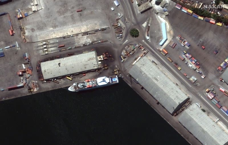 A satellite image shows the Orient Queen ship in Beirut