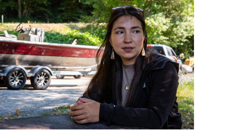 “It’s hard to say for sure what things will be like in the future,” said Oshun O’Rourke, a senior fisheries biologist with the Yurok Tribe who is shown near a study site along the Klamath River near Weitchpec.