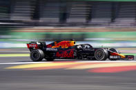 Red Bull's Max Verstappen drives his car during the Formula One Mexico Grand Prix auto race at the Hermanos Rodriguez racetrack in Mexico City, Sunday, Nov. 7, 2021. (AP Photo/Fernando Llano)