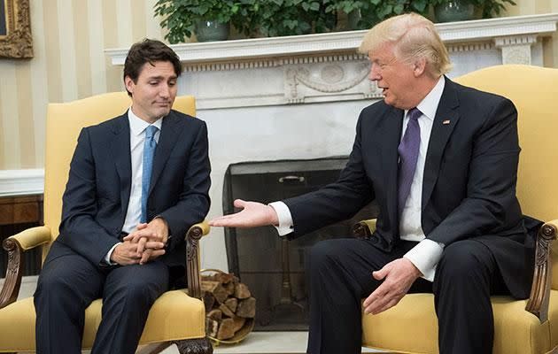 Justin Trudeau with Donald Trump. Photo: Getty