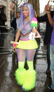 Celebrity photos: Rapper Nicki Minaj turned up at the Radio 1 studios in serious style this week. The star wore a typically eye-catching ensemble, consisting of a bright green mini skirt, green fluffy boots and a fake ice lolly. Summer epitomised – it’s just a shame about the weather.