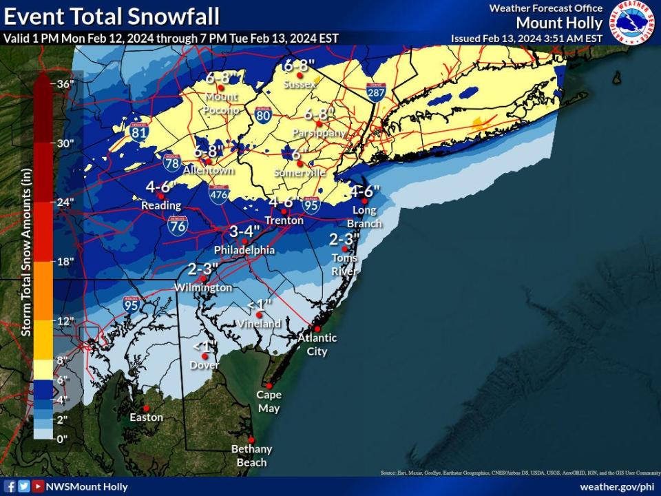 Much of the Northeast is under a winter weather advisory as a storm could bring as much as 8 inches of snow to parts north of Philadelphia.