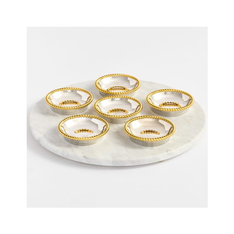 Marble Seder Plate with Gold Trim