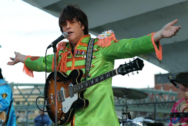 John Manier as Paul McCartney from the popular Beatles tribute band Shout welcomes the crowd to St. Mary's Park in a previous year. Shout is returning to the park July 28.