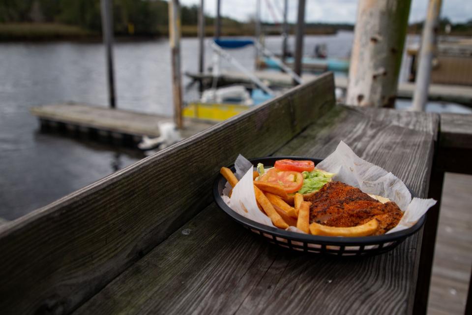 The blackened grouper sandwich at Riverside Cafe in St. Marks, Florida on Tuesday, Feb. 21, 2023. 