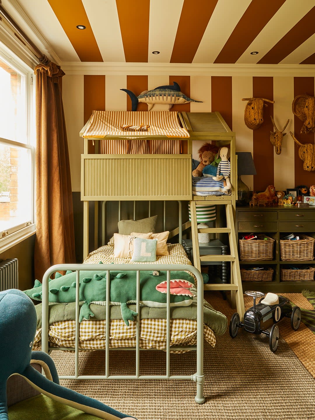 Brown striped boy's room