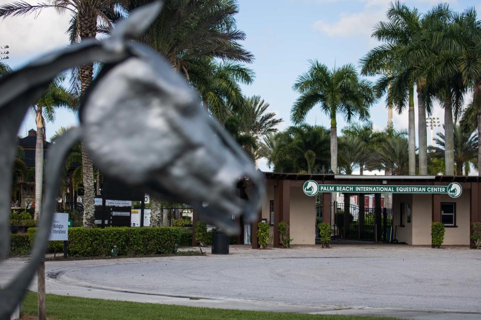 The entrance of Wellington International, formerly known as the Palm Beach International Equestrian Center, is seen on Tuesday, September 20, 2022, in Wellington, FL. Ten years after Wellington halted developer Mark Bellisimo's plan to build a hotel on the town's equestrian preserve, he has returned to propose an expanded version of "Equestrian Village," on the protected land.