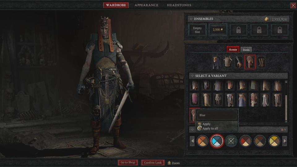 character dressed in elaborate armor in a character creation mode