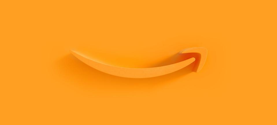 A 3-D Amazon smile logo.