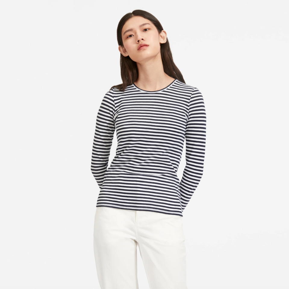 The Slim Cotton Long-Sleeve Crew. Image via Everlane.