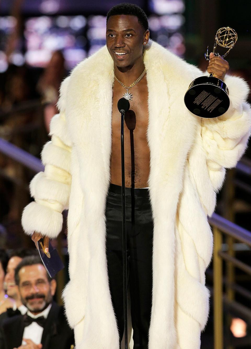 Jerrod Carmichael accepts the Outstanding Writing for a Variety Special award for "Jerrod Carmichael: Rothaniel" on stage during the 74th Annual Primetime Emmy Awards held at the Microsoft Theater on September 12, 2022.