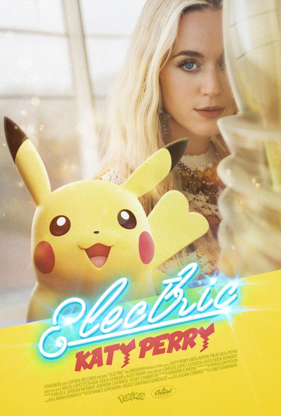 Pikachu and Katy Perry on the "Electric" poster.