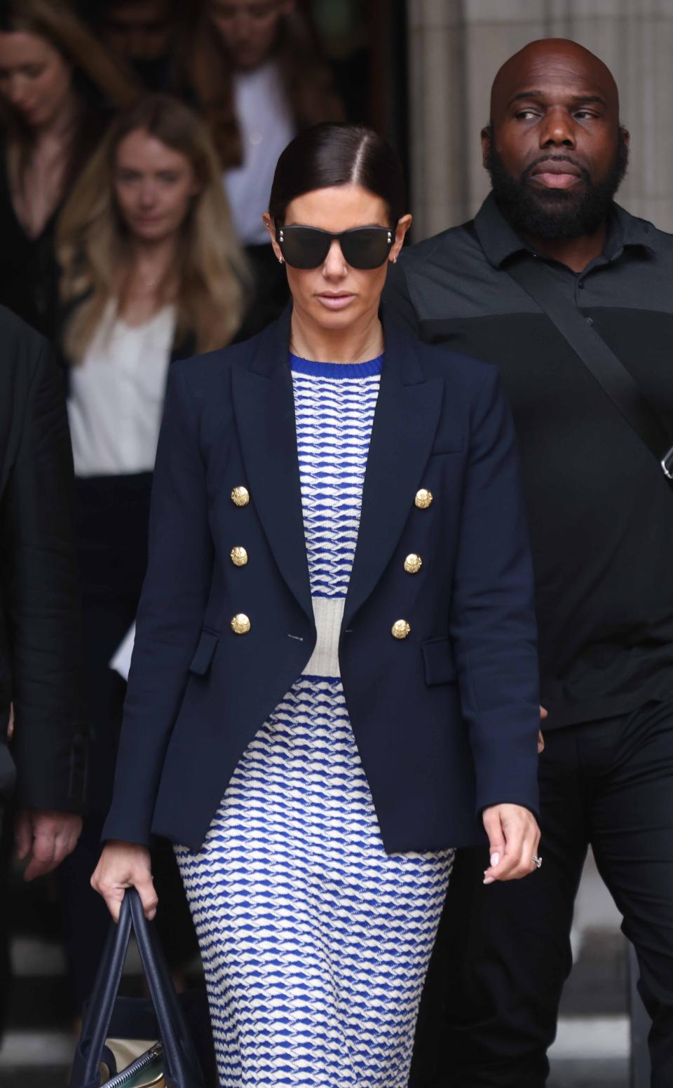 Rebekah Vardy leaves the Royal Courts Of Justice, London, during high-profile libel battle between Rebekah Vardy and Coleen Rooney. 