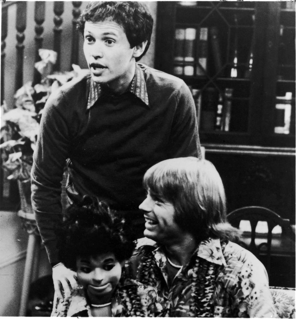 Billy Crystal, standing, and Jay Johnson, in the sitcom 'Soap.'