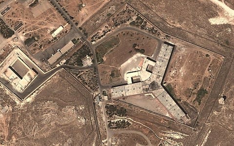 Google satellite image showing Sednaya Prison outside Damascus - Credit: Google