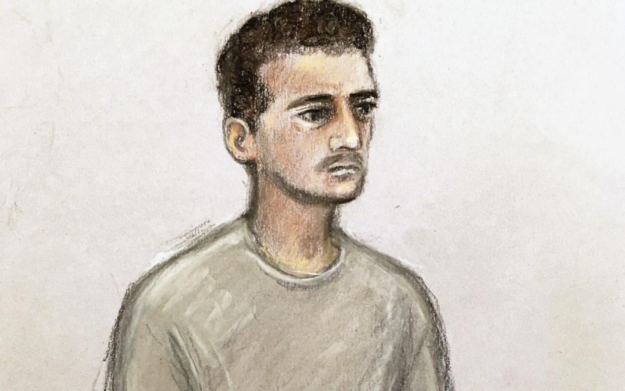 Court artist sketch of 18-year-old Danyal Hussein  - PA/Elizabeth Cook