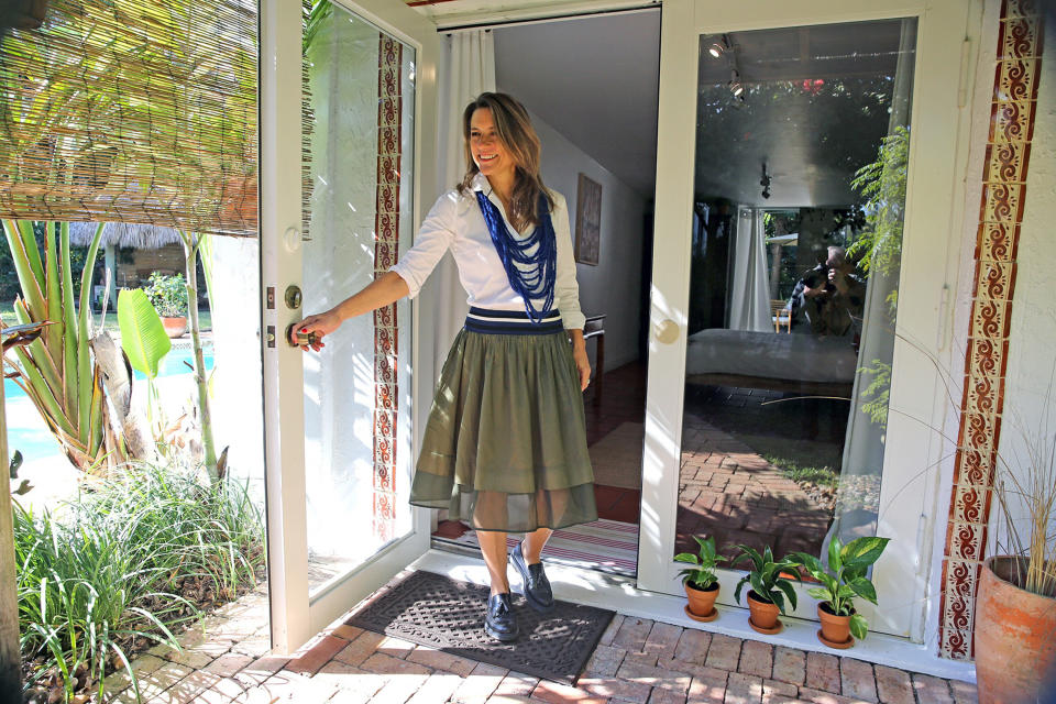 Paola Ugolini, who is the host of the most popular Airbnb listing in Florida in the  cottage at her home in Biscayne Park. (Charles Trainor JR/Miami Herald/Tribune News Service via Getty Images)