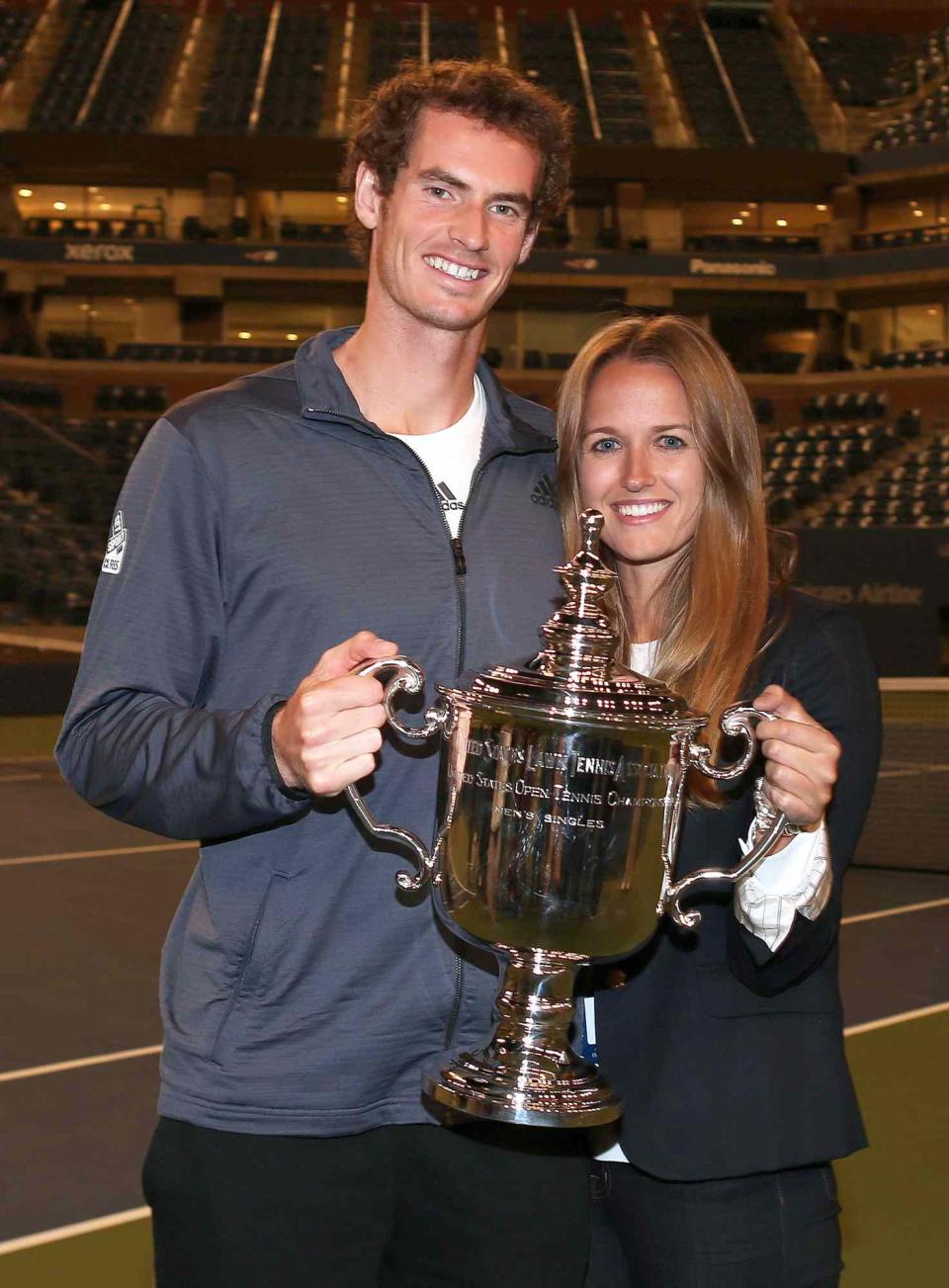 Andy Murray of Great Britain poses with the US Open championship trophy along with his girlfriend Kim Sears, during Day Fifteen of the 2012 US Open at USTA Billie Jean King National Tennis Center on September 10, 2012 in the Flushing neighborhood of the Queens borough of New York City