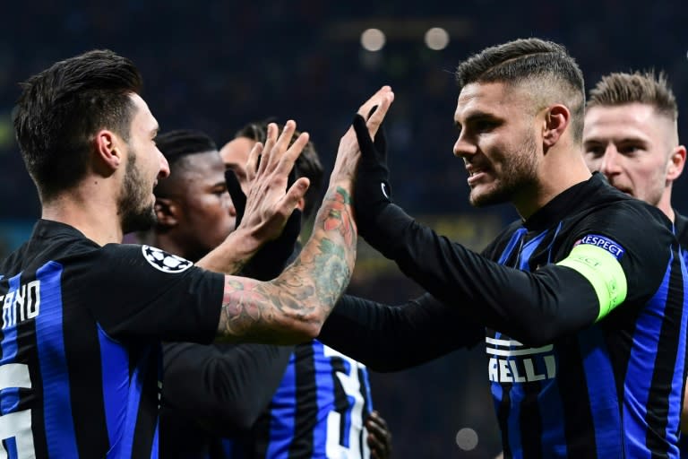 "One player doesn't make a team:" Mauro Icardi (R) rescued a 1-1 draw but Inter Milan crashed out of the Champions League