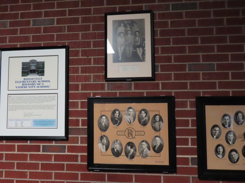 Some frames on the wall at Roosevelt School in Keego Harbor, as seen in the fall of 2023 by David Emerling, one of the mainstays in the campaign to keep the school.
