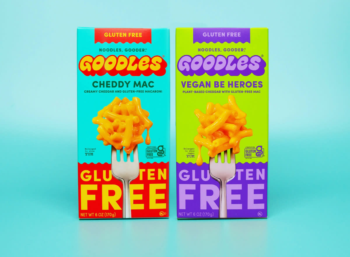 goodles gluten-free cheddar mac&vegan be heroes