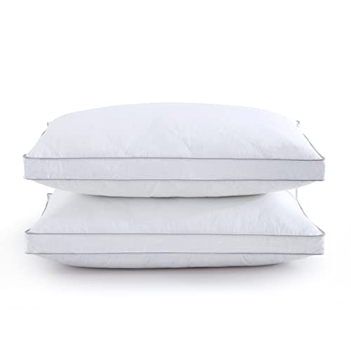 puredown® Goose Feathers Down and Fiber Pillows, Made in The USA, Premium Medium to Firm Sleeping Pillows, Hotel Collection Pillows with Cotton Cover, 2 Pack, King Size, 20x36 Inches