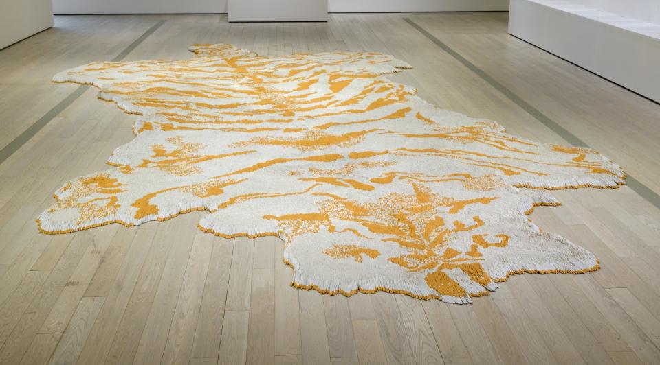 Made from cigarettes, "First Class" by Xu Bing, 2011, was shown at LACMA.