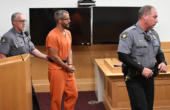 Christopher Watts is in court for his arraignment hearing at the Weld County Courthouse in Greeley, Colorado. 