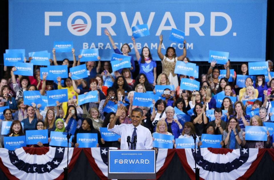 President Barack Obama speaks during a campaign event at George Mason University, Friday, Oct. 5, 2012, in Fairfax, Va (AP Photo/Pablo Martinez Monsivais)