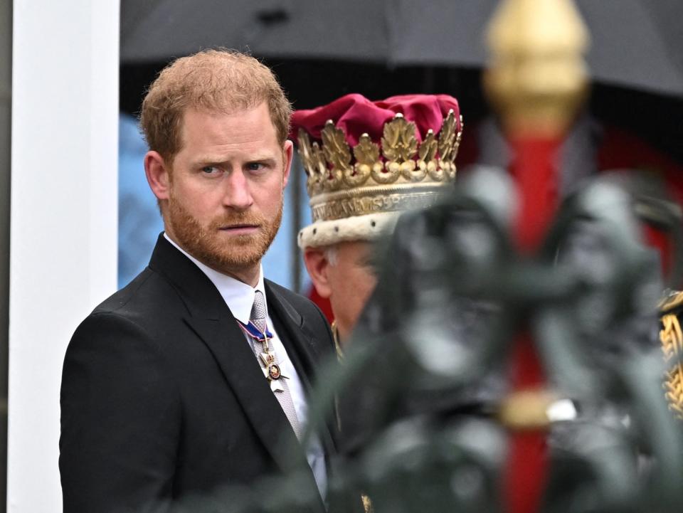 Prince Harry leaving the abbey