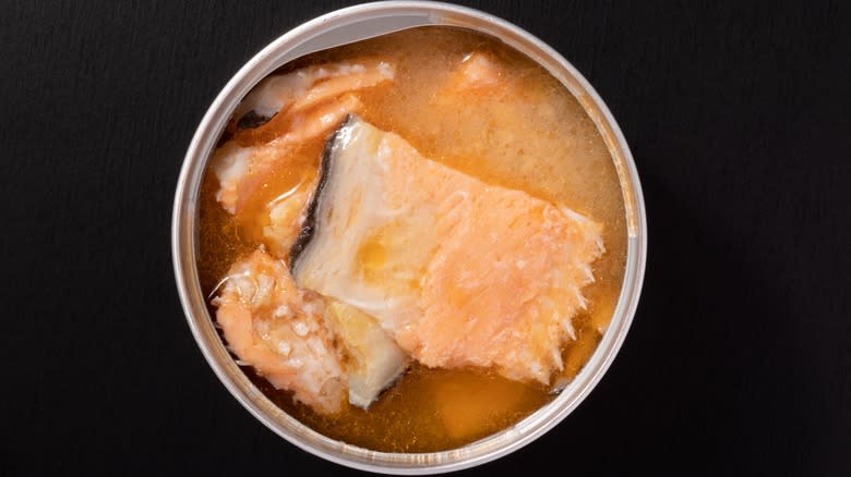 canned salmon in a tin