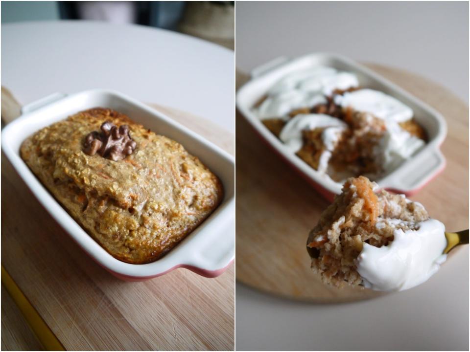 carrot cake baked oats collage