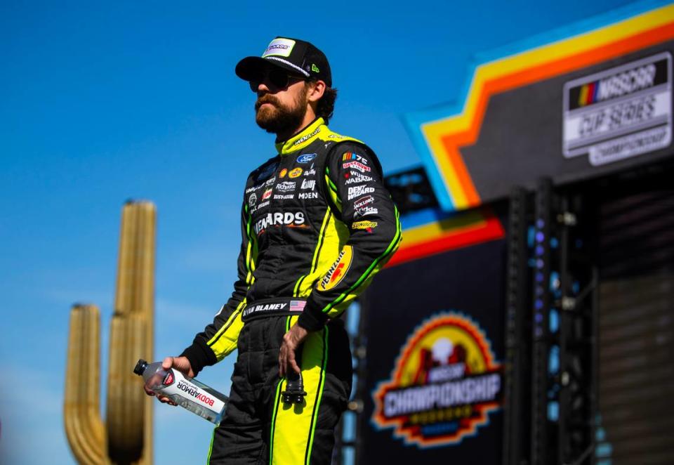 Nov 5, 2023; Avondale, Arizona, USA; NASCAR Cup Series driver Ryan Blaney during the Championship Race at Phoenix Raceway.