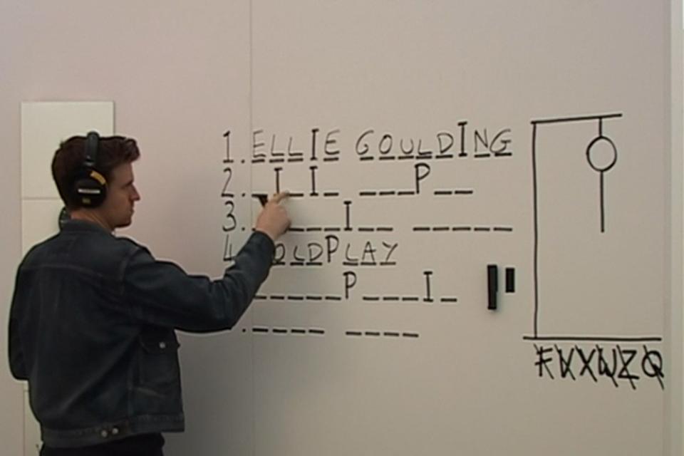 Working out: Greg James attempting to crack thr code (Radio 1)