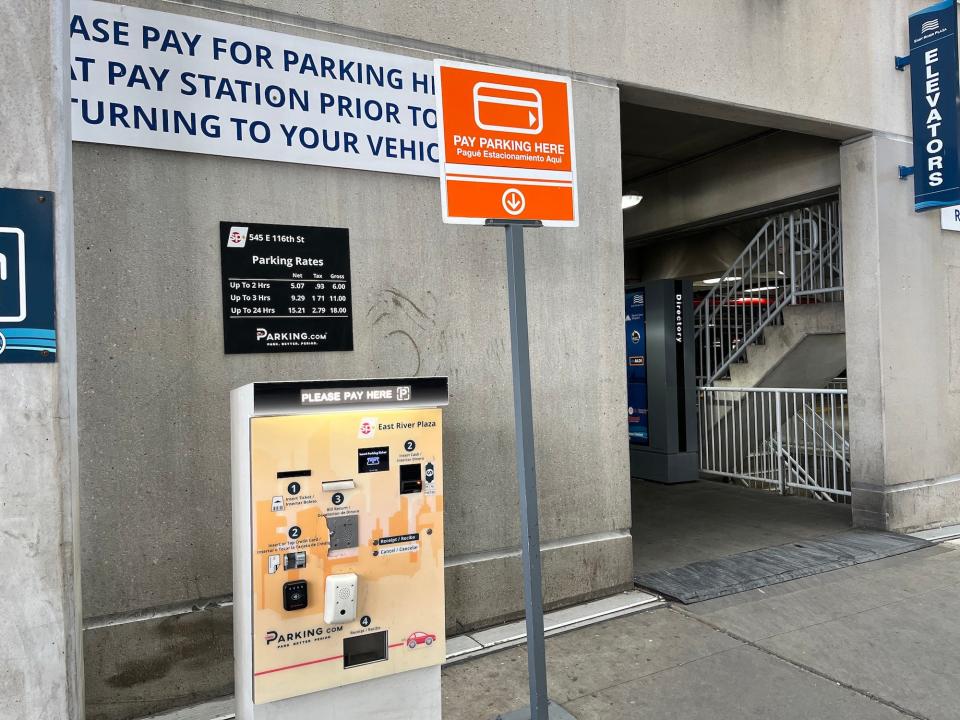 Paid parking at Costco in New York City.