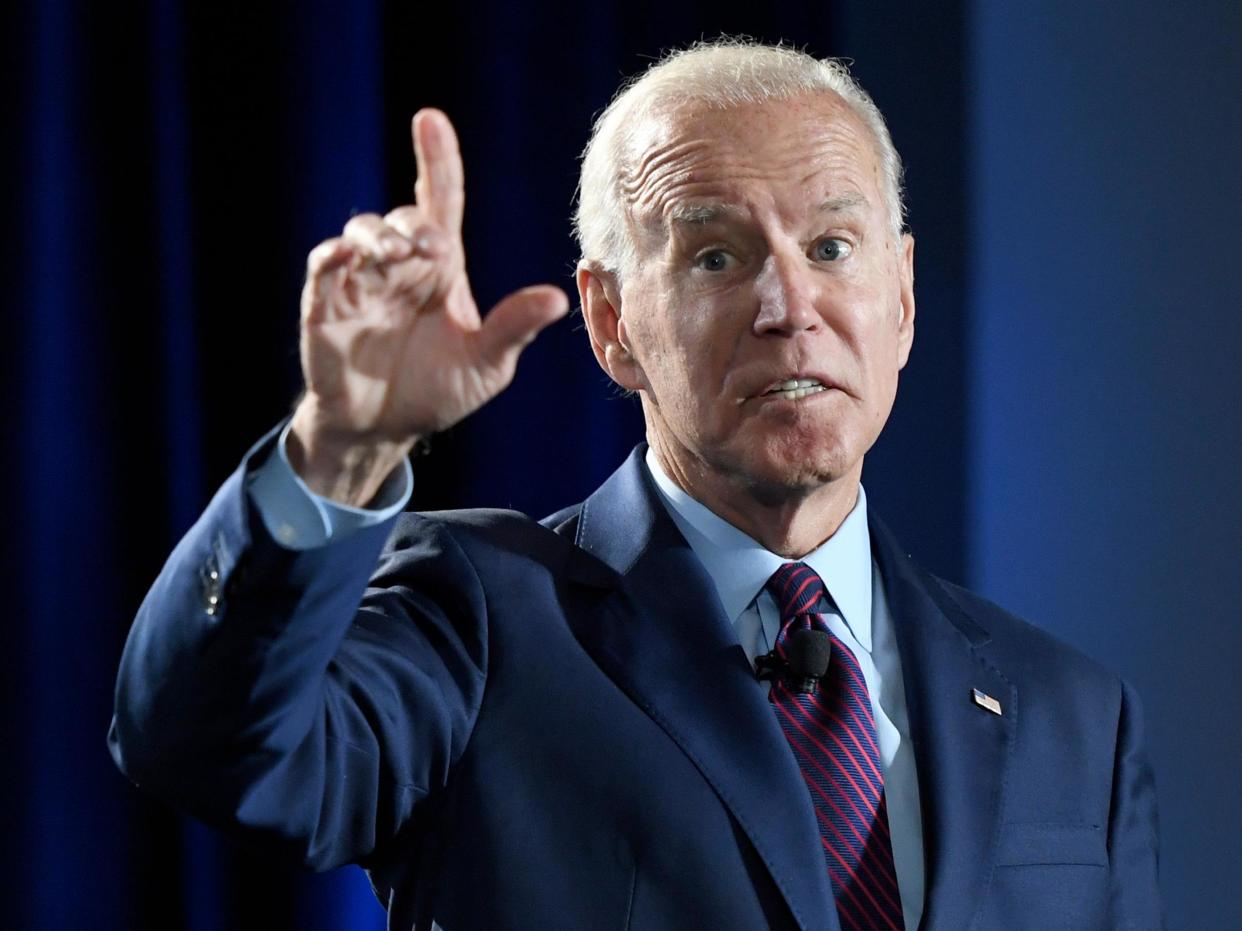 Democratic presidential candidate Joe Biden poses question in speech questioning whether Donald Trump's presidency has politicised young Americans: Ethan Miller/Getty Images