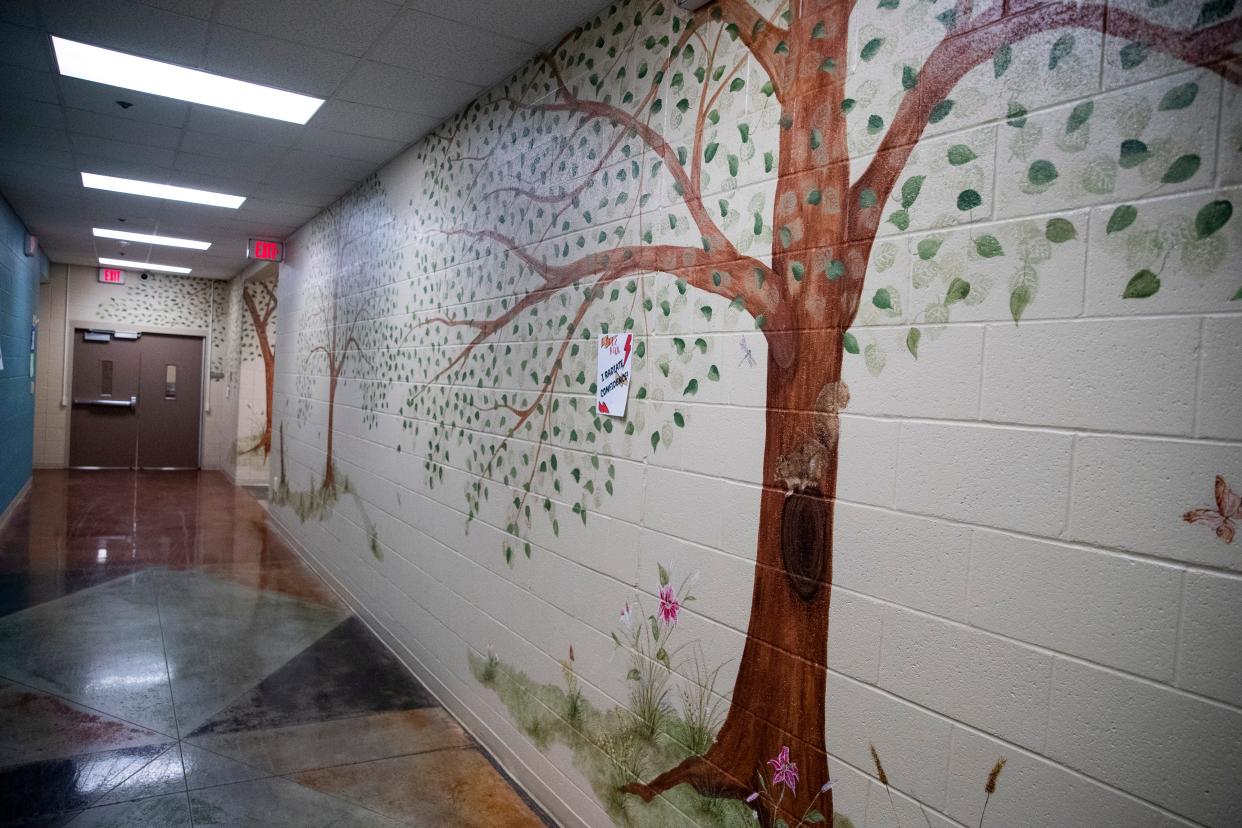 A mural created by artist Mary Minor and her team can be seen within the Rose Center at Youth Villages in Memphis, Tenn., on Friday, April 19, 2024.