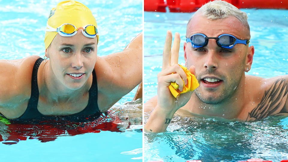 Emma McKeon and Kyle Chalmers, pictured here at the short course world swimming championships.