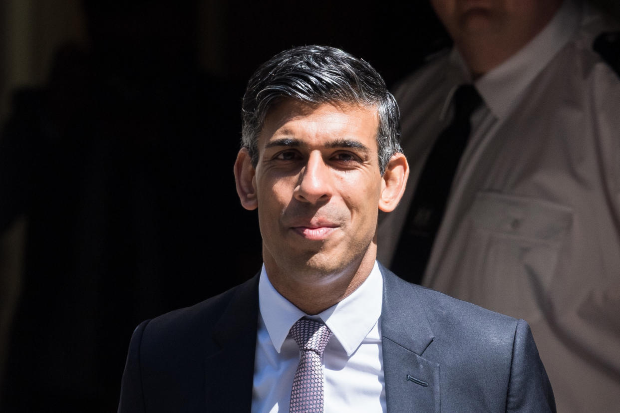 LONDON, UNITED KINGDOM - JUNE 14, 2023: British Prime Minister Rishi Sunak departs 10 Downing Street for the House of Commons to attend the weekly Prime Minister's Questions (PMQs) in London, United Kingdom on June 14, 2023. (Photo credit should read Wiktor Szymanowicz/Future Publishing via Getty Images)
