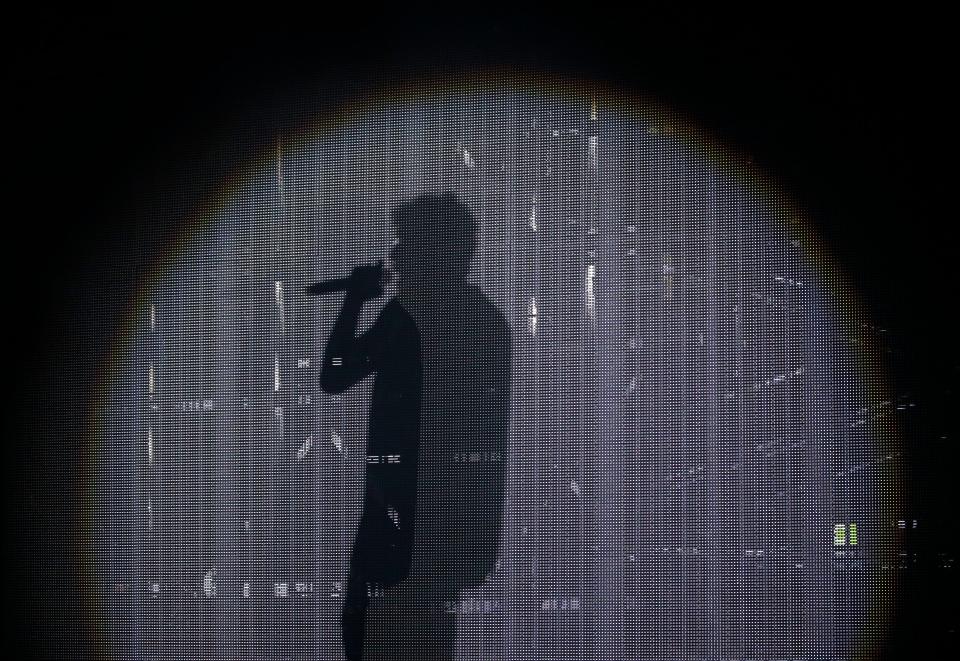 The shadow of Louisville's Jack Harlow as seen on the stage set as the rapper performed songs from his latest album Come Home the Kids Miss You as well as others as the 24-year-old closed out the first day of the 2022 Forecastle Festival Friday at Waterfront Park. "I used to sneak into Forecastle" as a kid, Harlow confessed to the crowd. May 27, 2022