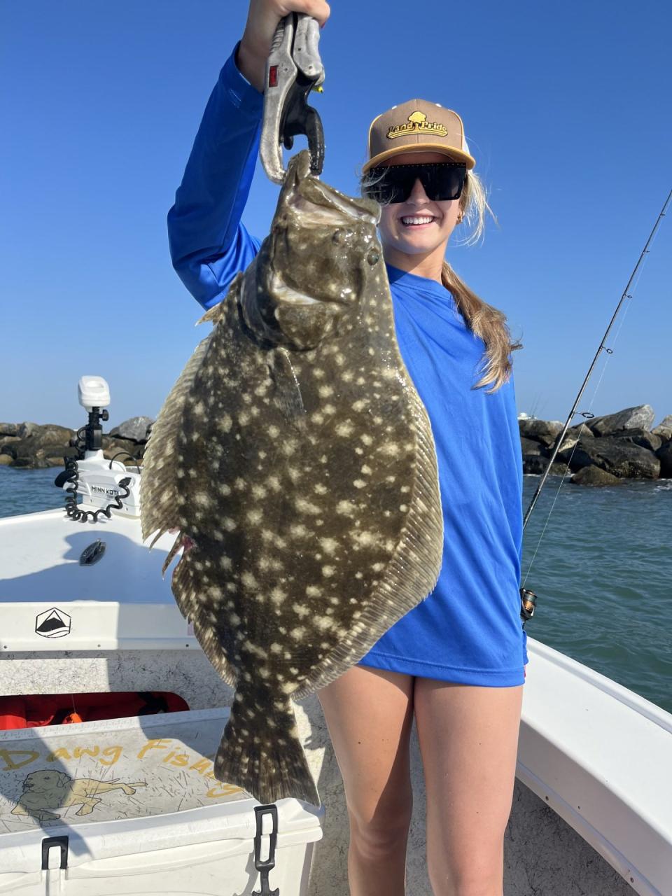 Haley Woodrow brought this nice flounder aboard Capt. Jamie Thrappas' Yellow Dawg charter boat.