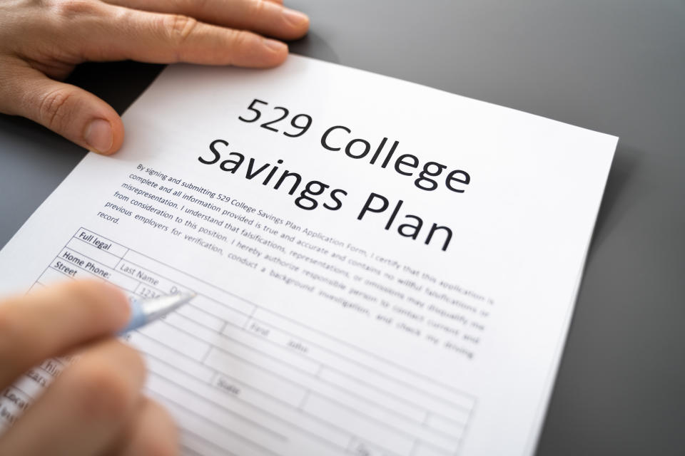 Filling 529 College Savings Plan Form. Bank Deposit