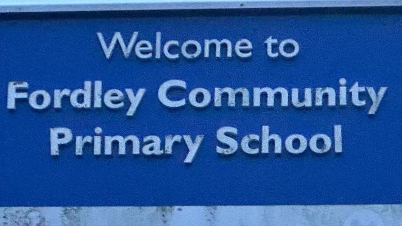 Welcome sign at Fordley Community Primary School