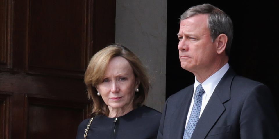 Supreme Court Chief Justice John Roberts and his wife Jane shortly after the funeral of Antonin Scalia in 2016.