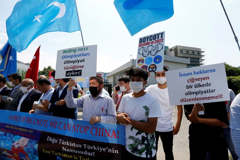 FILE PHOTO: "No Beijing 2022" protest in Istanbul