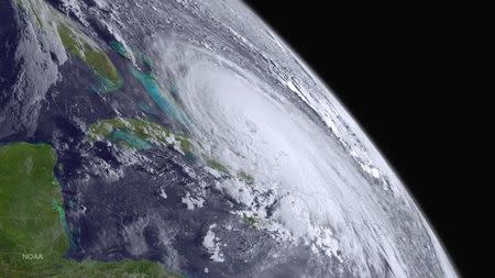 Hurricane Joaquin is pictured off the east coast of the United States in this handout photo provided by NOAA, taken October 1, 2015. REUTERS/NOAA/Handout via Reuters
