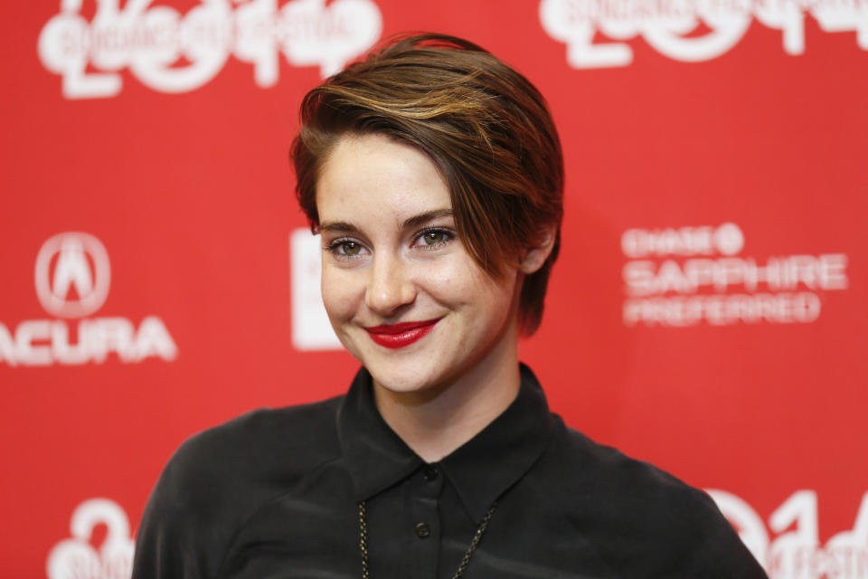 Cast member Shailene Woodley poses at the premiere of the film "White Bird in a Blizzard" during the 2014 Sundance Film Festival, on Monday, Jan. 20, 2014, in Park City, Utah. (Photo by Danny Moloshok/Invision/AP)